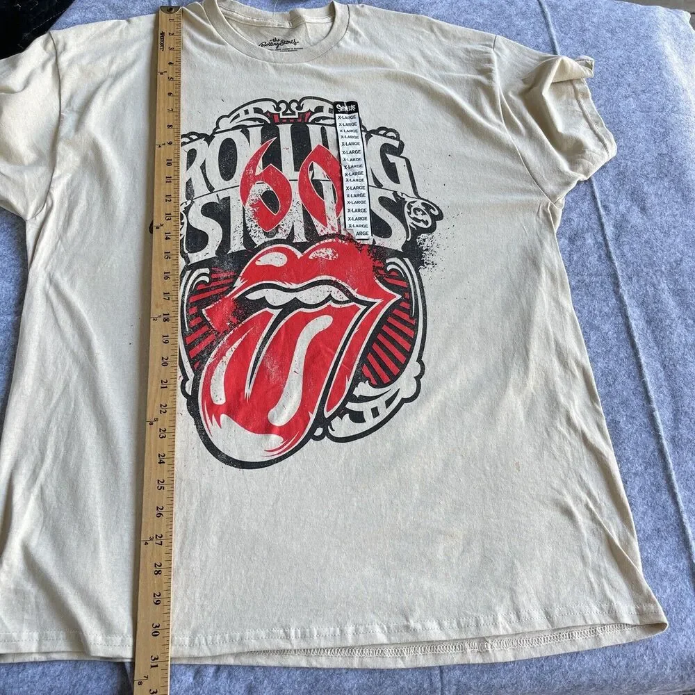 The Rolling Stones Shirt Adult Extra Large Beige Rock Band Music Jagger Spencers